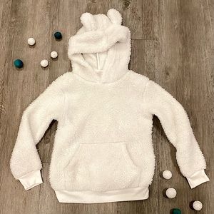 Wondershop atTarget - White Fluffy Fuzzy Bear Hooded Sleepwear Sweatshirt